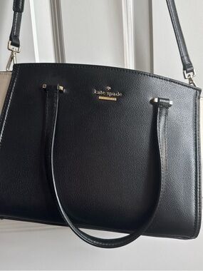kate spade Black Leather Tote with Gold Hardware